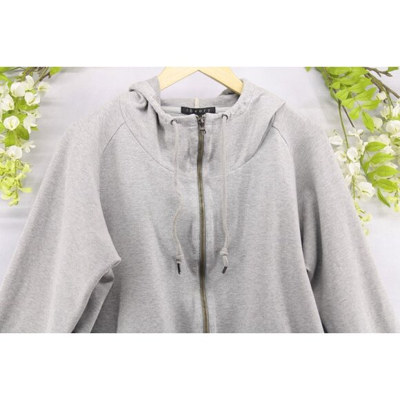 Theory Women's Grey Hoodie Sweatshirt Cotton Full Zip Sz 2XL - Picture 3 of 8